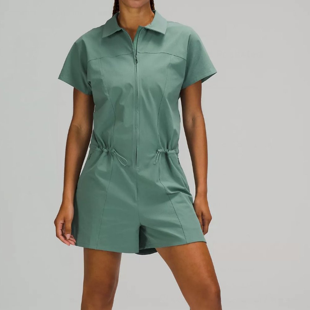 Lululemon Stretch Rib Pocketed Romper in Tidewater Teal